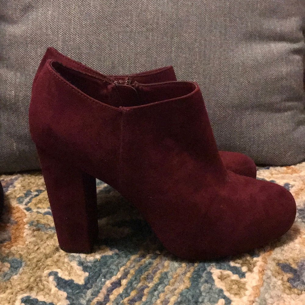Merlot Suede Nine West Ankle Booties